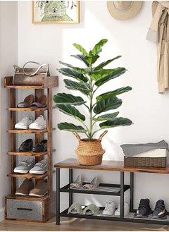 Garlo Artificial Plants 70cm Fake Fiddle Leaf Fig Tree, with 21 Leaves in Pot and Woven Seagrass Basket, Perfect Faux Ficus Lyrata Plant for Home Indoor Outdoor Office Modern Decor Green  - Image 4