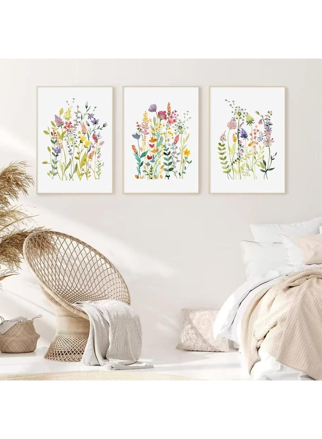 Baccone Colorful Wildflower Wall Art Set of 3 Botanical Wall Art Watercolor Flower Canvas Wall Art Floral Prints Flower Pictures Wall Decor Floral Painting for Living Room Bedroom Decor 16x24 Inch UNFRAMED - Image 4