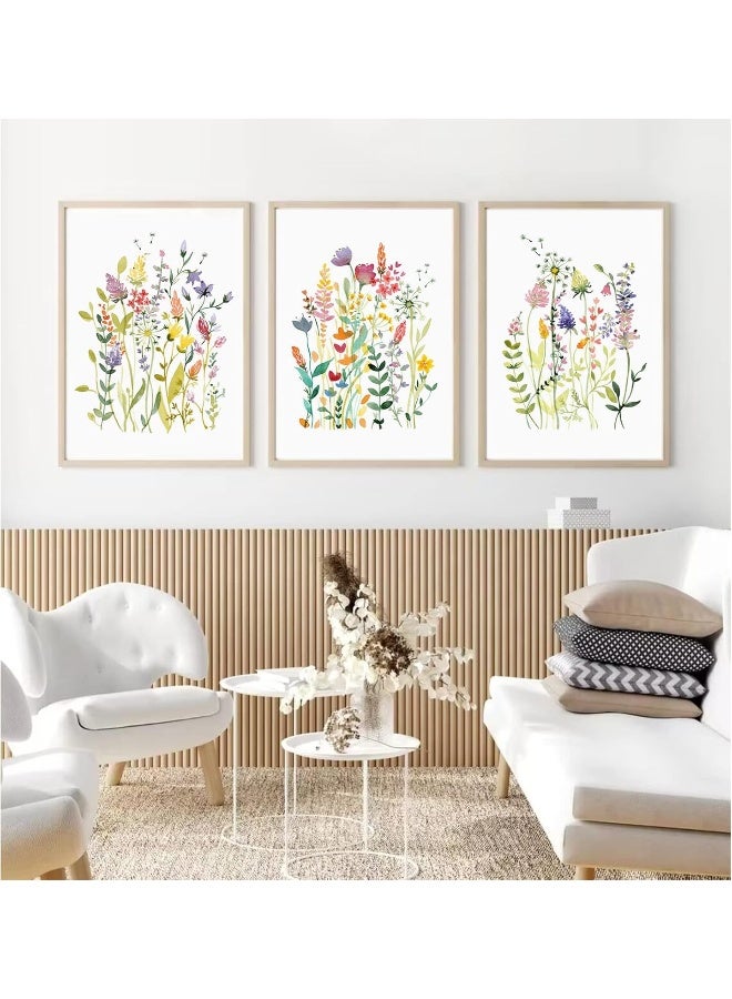 Baccone Colorful Wildflower Wall Art Set of 3 Botanical Wall Art Watercolor Flower Canvas Wall Art Floral Prints Flower Pictures Wall Decor Floral Painting for Living Room Bedroom Decor 16x24 Inch UNFRAMED - Image 5