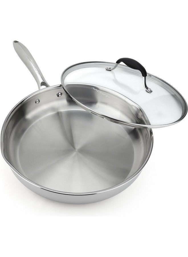 AVACraft مقلاة AVACRAFT 10 بوصة من الفولاذ المقاوم للصدأ ثلاثي الطبقات مع غطاء، فوهات جانبية، مقلاة تحريض، مقلاة فولاذية مقاومة للصدأ متعددة الاستخدامات، مقلاة في أواني الطهي لدينا (فولاذ مقاوم للصدأ ثلاثي الطبقات، 10 بوصة) - Image 1
