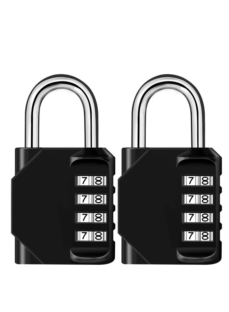 2 Pack Combination Lock 4 Digit Outdoor Waterproof Padlock for School Gym Locker/ Sports Locker/ Fence/ Toolbox/ Gate/ Case/ Hasp Storage (Black)  - Image 1