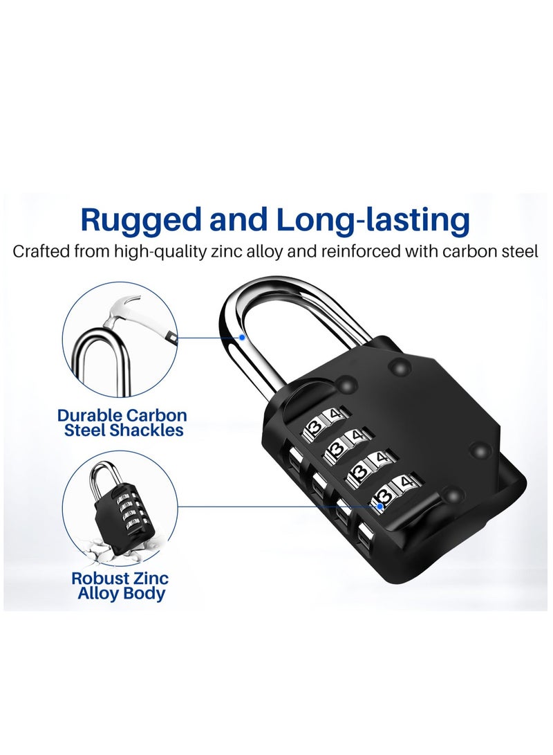 2 Pack Combination Lock 4 Digit Outdoor Waterproof Padlock for School Gym Locker/ Sports Locker/ Fence/ Toolbox/ Gate/ Case/ Hasp Storage (Black)  - Image 5