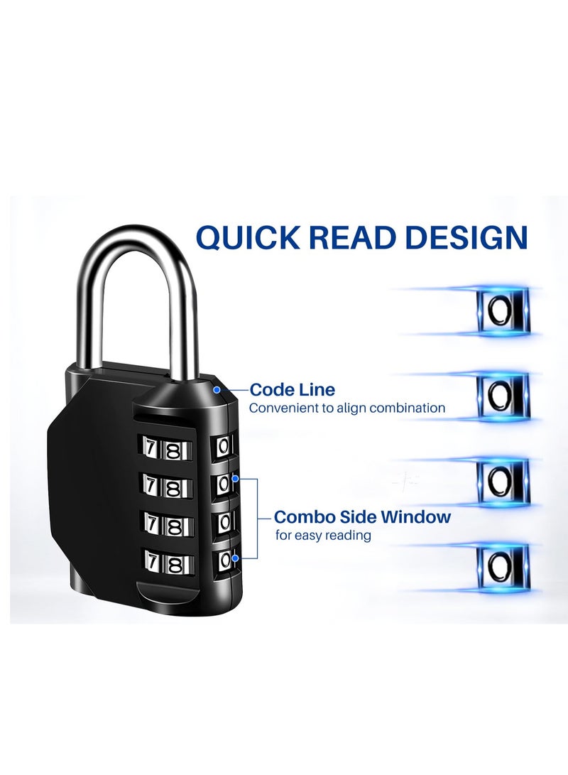 2 Pack Combination Lock 4 Digit Outdoor Waterproof Padlock for School Gym Locker/ Sports Locker/ Fence/ Toolbox/ Gate/ Case/ Hasp Storage (Black)  - Image 4