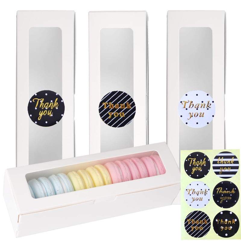 Goensjt 28 Pack Macaron Boxes with Clear Window Small Macaron Pastry Bakery Packaging Container for 6 Bakery Cocoa Truffle Dessert Wedding Gift - Image 1