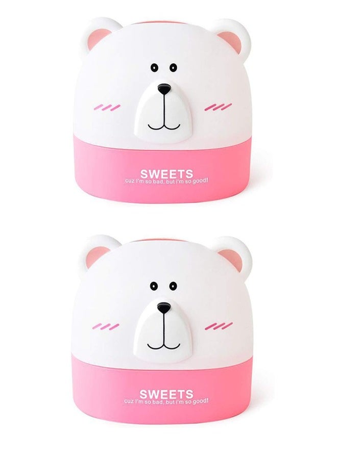 EHOME - 2pcs Cartoon Bear Tissue Box Paper Towel Holders Countertop Napkins Case Modern Decorative Napkin Holder Roll Paper Storage Organization Box Dispenser Cover Cases (Pink) - Image 1
