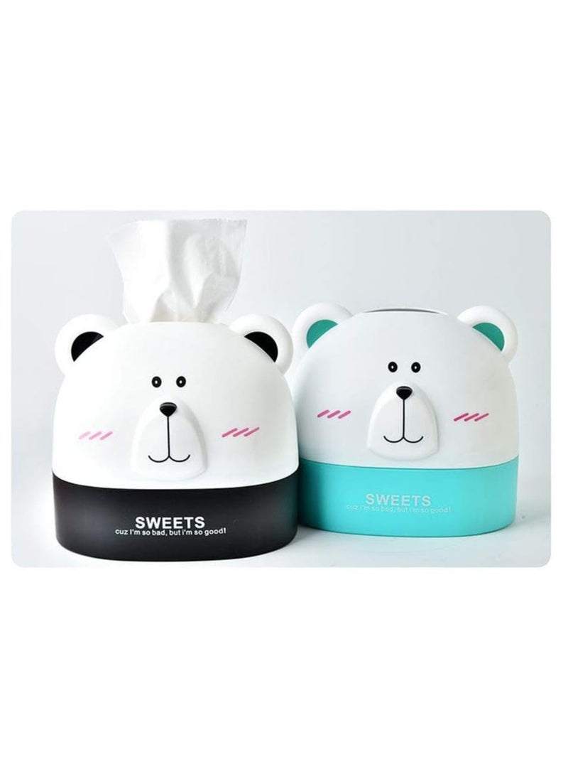 EHOME - 2pcs Cartoon Bear Tissue Box Paper Towel Holders Countertop Napkins Case Modern Decorative Napkin Holder Roll Paper Storage Organization Box Dispenser Cover Cases (Pink) - Image 1
