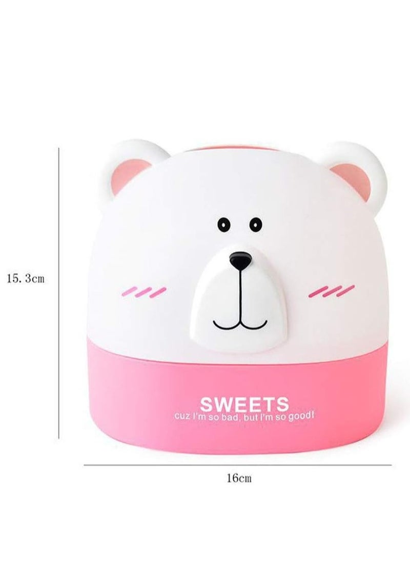 EHOME - 2pcs Cartoon Bear Tissue Box Paper Towel Holders Countertop Napkins Case Modern Decorative Napkin Holder Roll Paper Storage Organization Box Dispenser Cover Cases (Pink) - Image 1