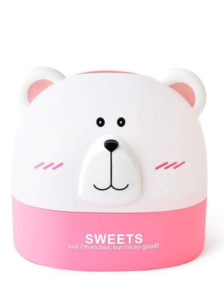EHOME - 2pcs Cartoon Bear Tissue Box Paper Towel Holders Countertop Napkins Case Modern Decorative Napkin Holder Roll Paper Storage Organization Box Dispenser Cover Cases (Pink) - Image 1