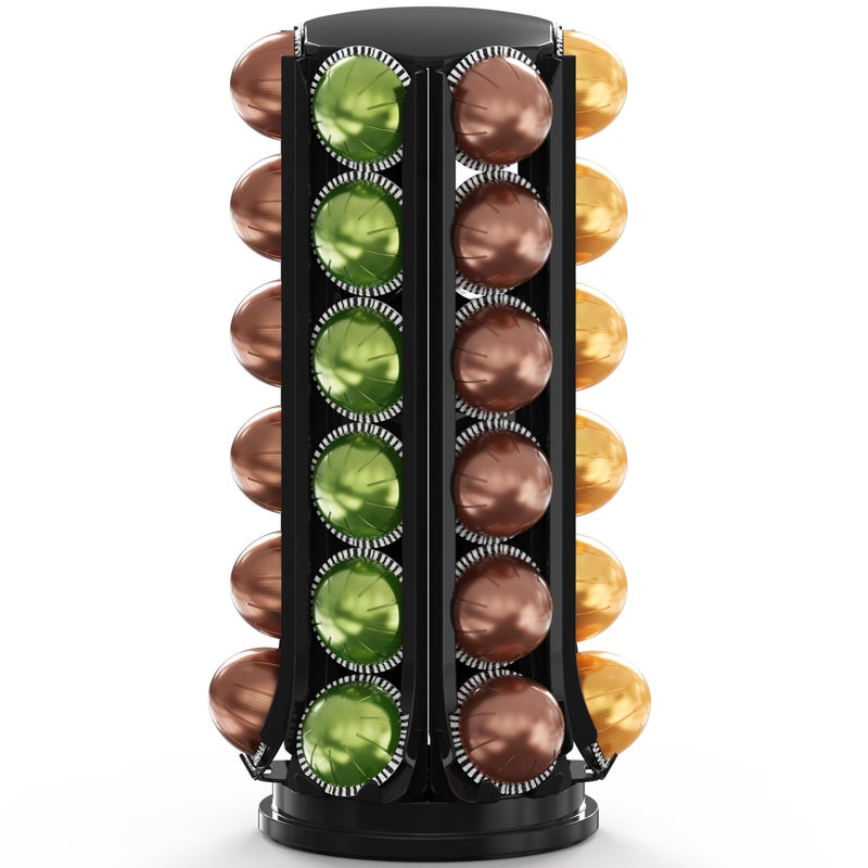 Deco Brothers VertuoLine Pod Holder 360 Turntable Rotating Pod Carousel Organizer for Nespresso Vertuo Pods Black - Image 2