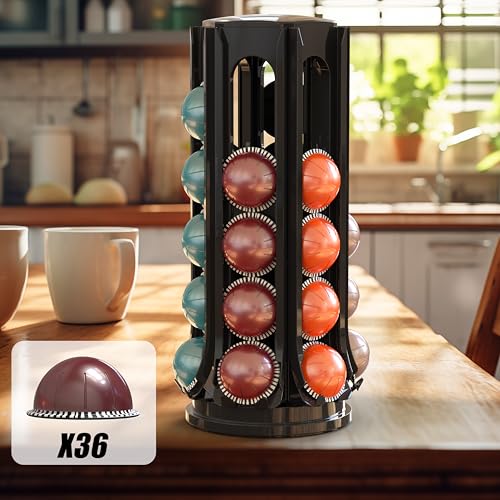 Deco Brothers VertuoLine Pod Holder 360 Turntable Rotating Pod Carousel Organizer for Nespresso Vertuo Pods Black - Image 3