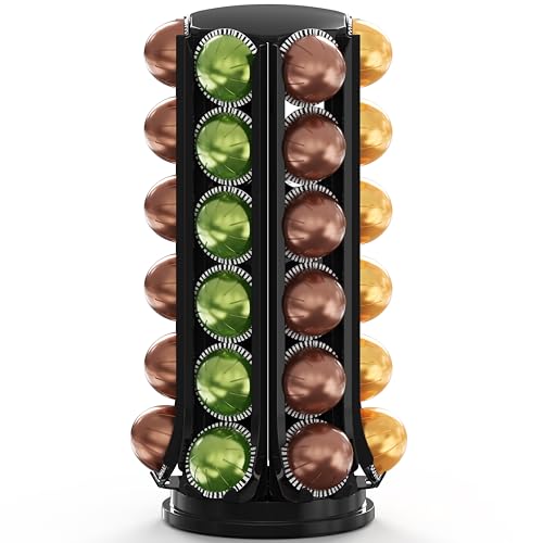 Deco Brothers VertuoLine Pod Holder 360 Turntable Rotating Pod Carousel Organizer for Nespresso Vertuo Pods Black - Image 1