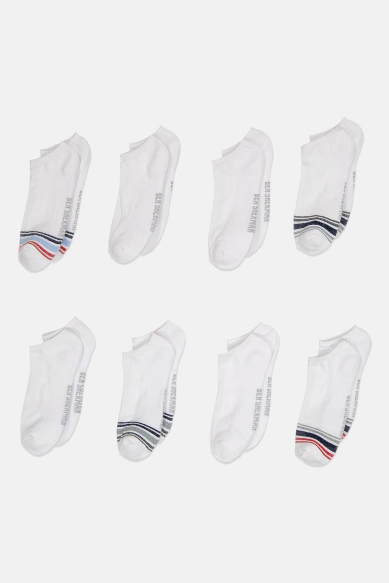 Ben Sherman Men 8 Pairs Brand Logo Ankle Cut Socks, White  - Image 3
