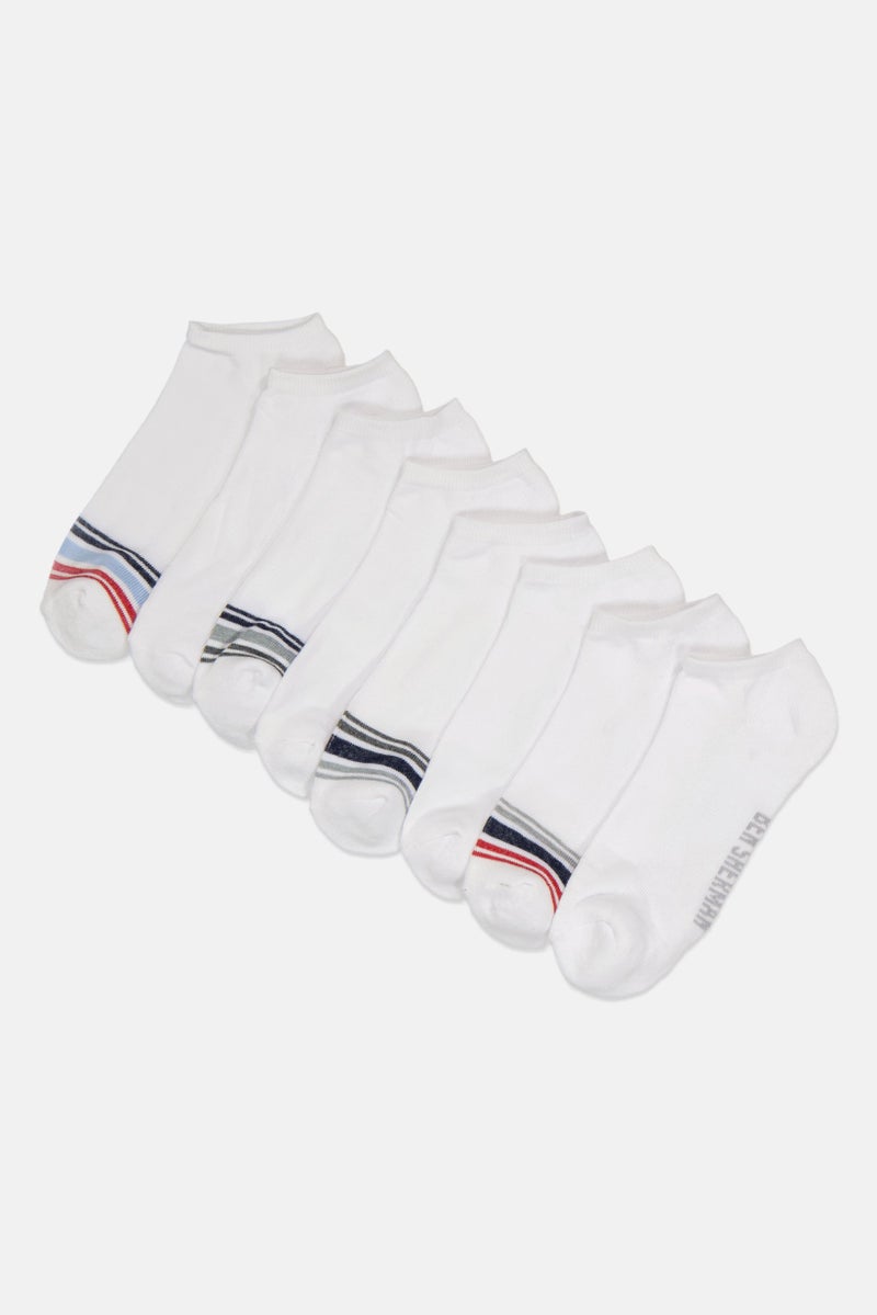 Ben Sherman Men 8 Pairs Brand Logo Ankle Cut Socks, White  - Image 1