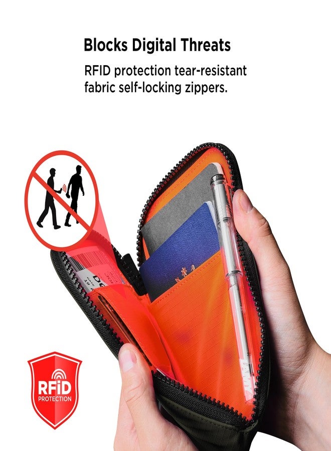 ALPAKA Zip Travel Wallet Green Axoflux 210D - RFID Passport Holder - Self Locking Zipper - Tear Resistant Material - Four Pockets and Two Card Slots - HUB Accessories Compatible - Image 5