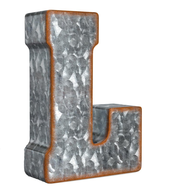 CraftyCrocodile CraftyCrocodile 7 Galvanized Metal Letters for Wall Decor  3D Letter L for Hanging  Free Standing  Decorative Rustic Alphabet Letters for The Living Room Bedroom Kitchen 