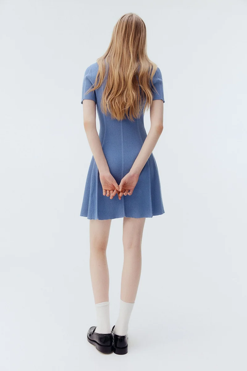H&M Rib-knit flared-skirt dress