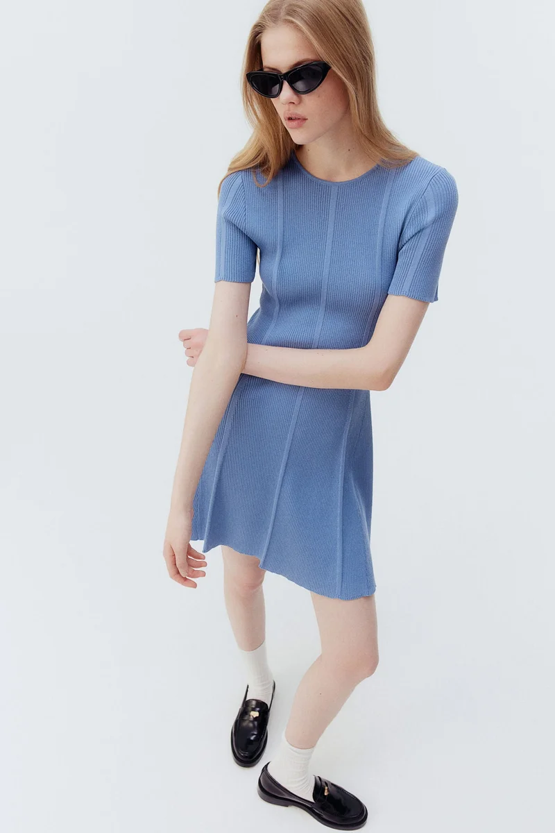 H&M Rib-knit flared-skirt dress