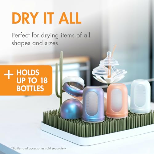 Boon Lawn Countertop Baby Bottle Drying Rack with Antimicrobial Tray Baby Bottle Rack and Organizer Baby Feeding Essentials Sage 135 x 11 x 25 - Image 3