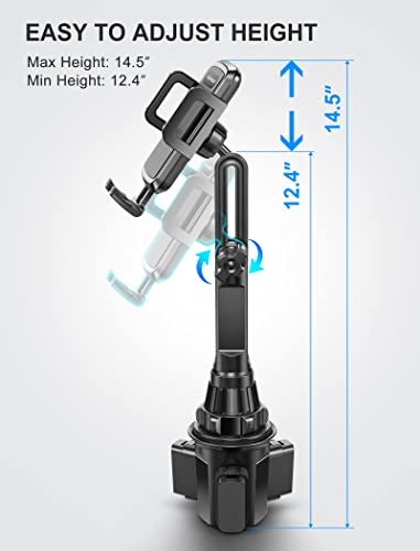 TOPGO Cup Phone Mount, [Height-Adjustable Pole & Non-Shaking] Cup Phone Holder for Car, Cell Phone Cradle for iPhone 16 and All 4.0-7.0 inches Smartphone - Black - Image 2