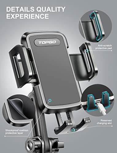 TOPGO Cup Phone Mount, [Height-Adjustable Pole & Non-Shaking] Cup Phone Holder for Car, Cell Phone Cradle for iPhone 16 and All 4.0-7.0 inches Smartphone - Black - Image 4