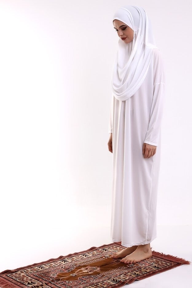 İhvan فستان صلاة إخوان قطعة واحدة - أبيض - 5015  - Image 1
