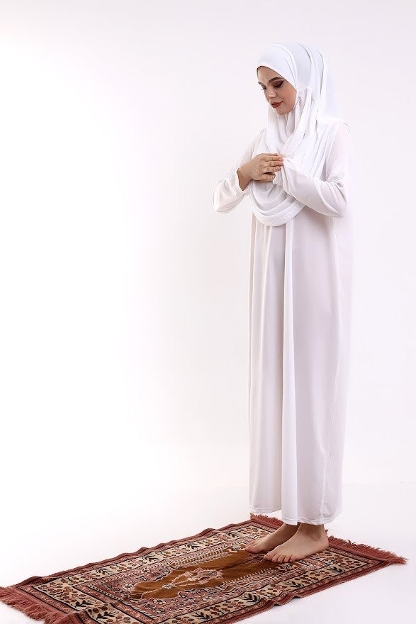 İhvan فستان صلاة إخوان قطعة واحدة - أبيض - 5015  - Image 2