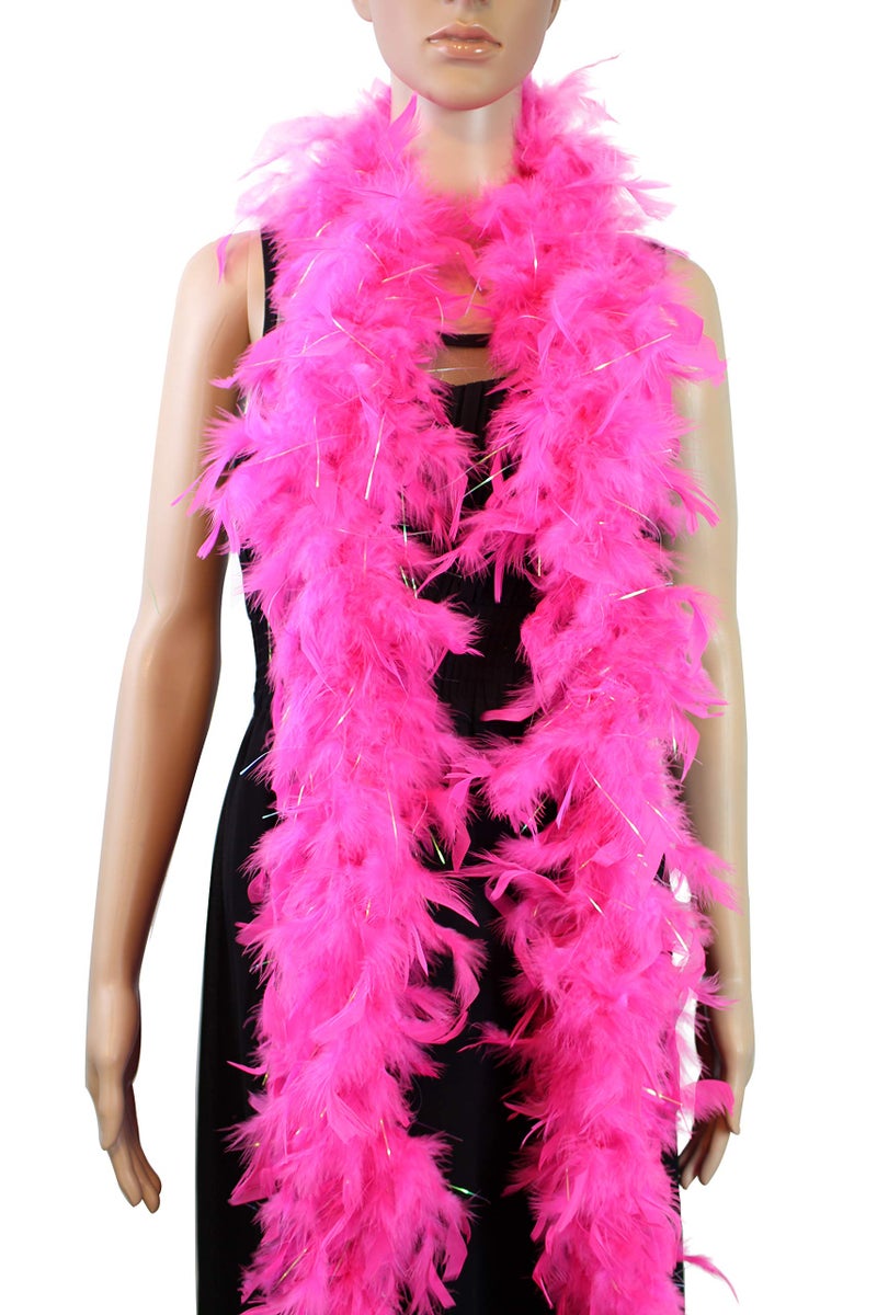 Flydreamfeathers 40 جرام 72" طويل، بوا من ريش الديك الرومي، للرقص، الزفاف، الحرف، حفلات التنكر، تزيين الأزياء (لون وردي حلوى مختلط) - Image 1