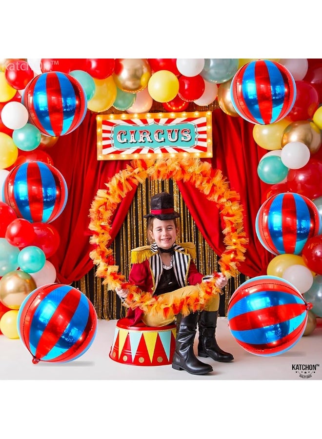KATCHON Big, Red and Blue Carnival Balloons - Pack of 6, Circus Decorations | 22 Inch 360 Degree 4D Red Blue Balloons | Carnival Theme Party Decorations | Circus Theme Party Decorations | Carnival Decorations - Image 3