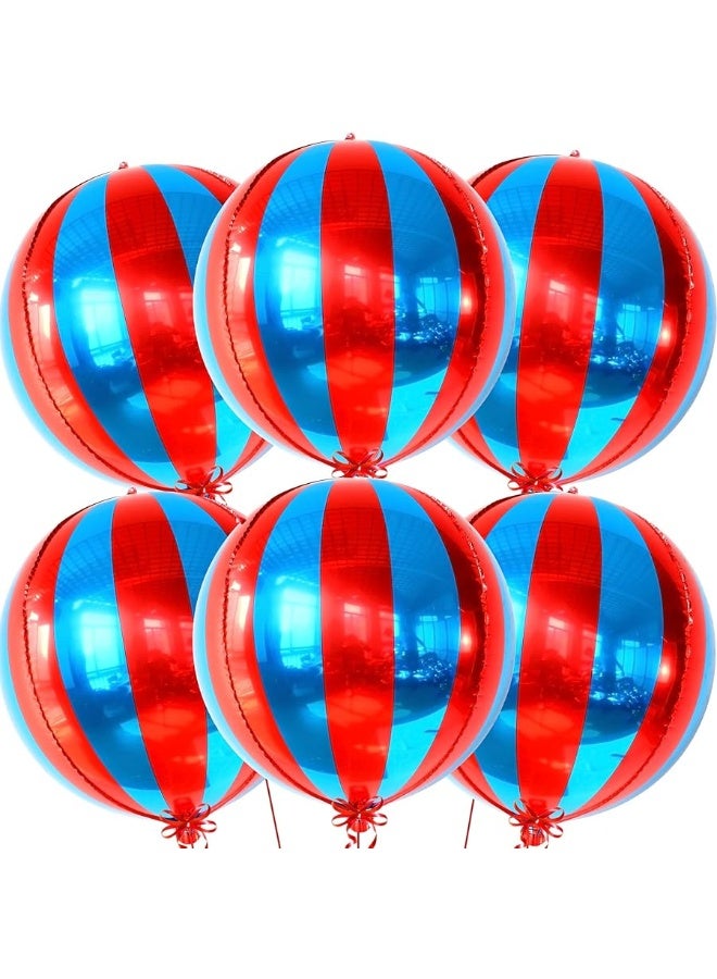 KATCHON Big, Red and Blue Carnival Balloons - Pack of 6, Circus Decorations | 22 Inch 360 Degree 4D Red Blue Balloons | Carnival Theme Party Decorations | Circus Theme Party Decorations | Carnival Decorations - Image 5