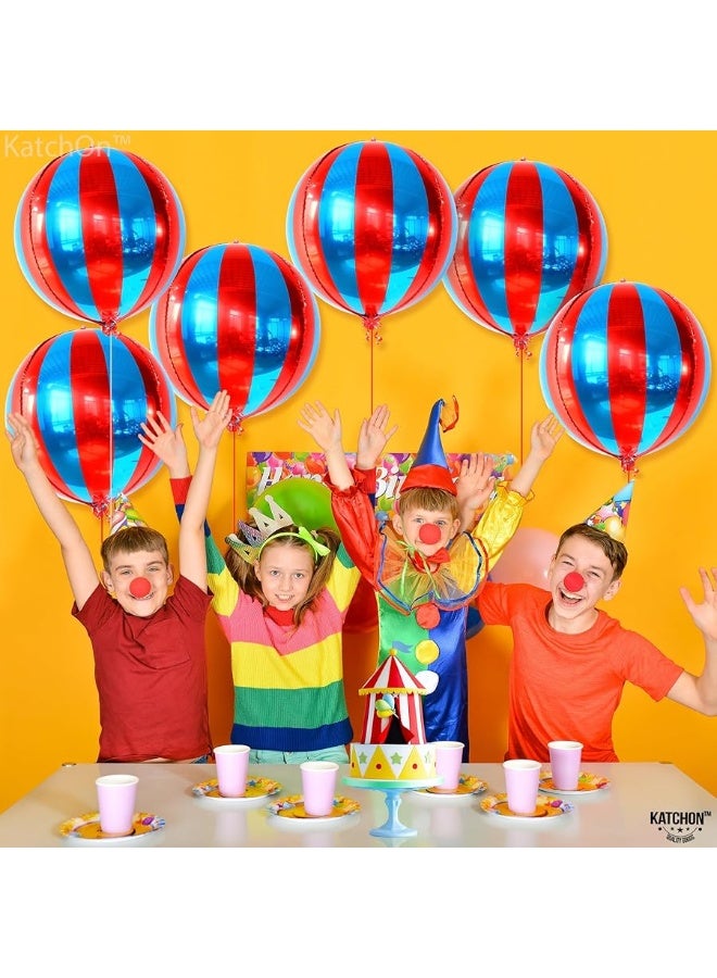 KATCHON Big, Red and Blue Carnival Balloons - Pack of 6, Circus Decorations | 22 Inch 360 Degree 4D Red Blue Balloons | Carnival Theme Party Decorations | Circus Theme Party Decorations | Carnival Decorations - Image 2