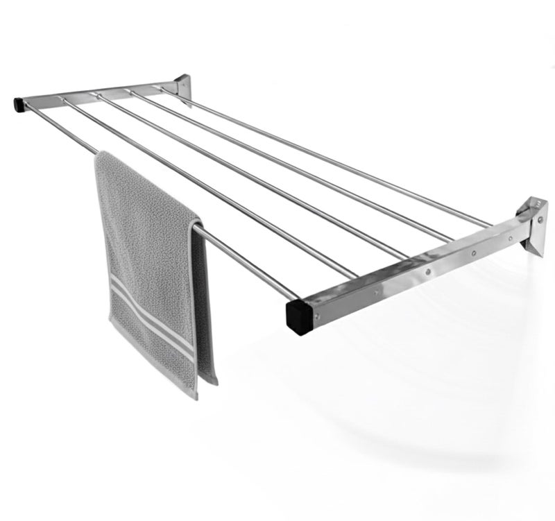 Synergy - 5 Pipes x 2 Feet - Heavy Duty Stainless Steel Clothes Drying Stand Wall Mounted | Cloth Hanging Stand | Clothes Drying Stand for Balcony | Foldable Cloth Hanger for Drying [SY-GL1] - Image 1