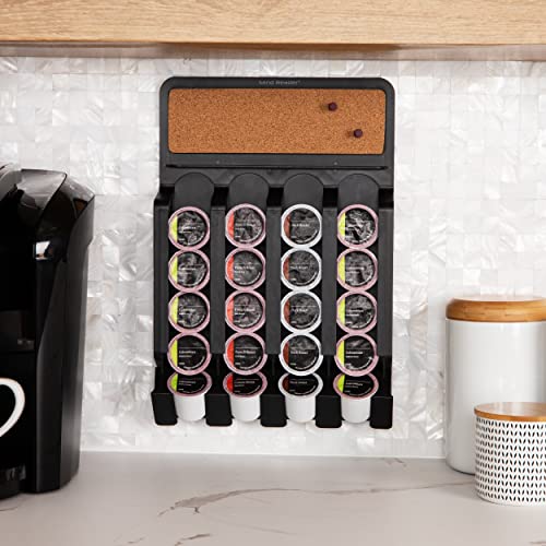 Mind Reader Single Serve Pod Organizer, Wall Mount, 20 Pod Capacity, Magnetic or Adhesive, 10.75" L x 15.5" W x 2.5" H, Black - Image 3