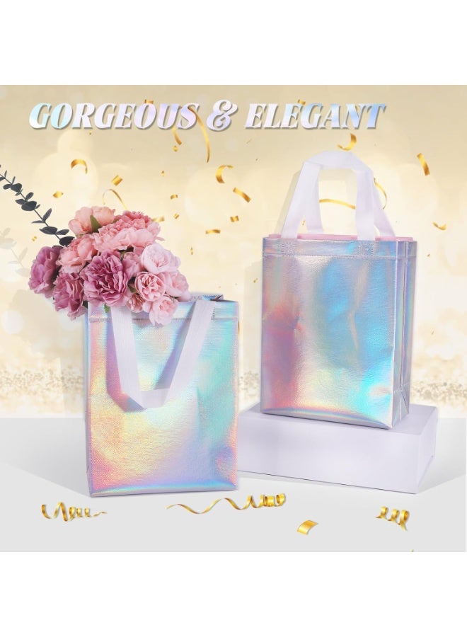 YelaJoy 20Pcs Holographic Bags with Handle, 10.23 x 7.87 x 3.93 Inch Iridescent Gift Bags Non Woven Reusable Gift Bag Cute Party Gift Bags for Shopping Birthday Wedding Party Favors - Image 2