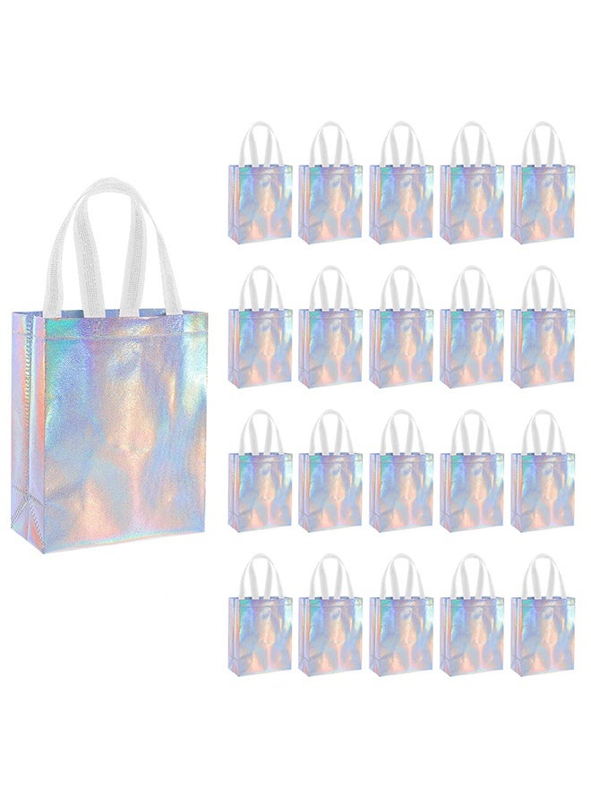 YelaJoy 20Pcs Holographic Bags with Handle, 10.23 x 7.87 x 3.93 Inch Iridescent Gift Bags Non Woven Reusable Gift Bag Cute Party Gift Bags for Shopping Birthday Wedding Party Favors - Image 1
