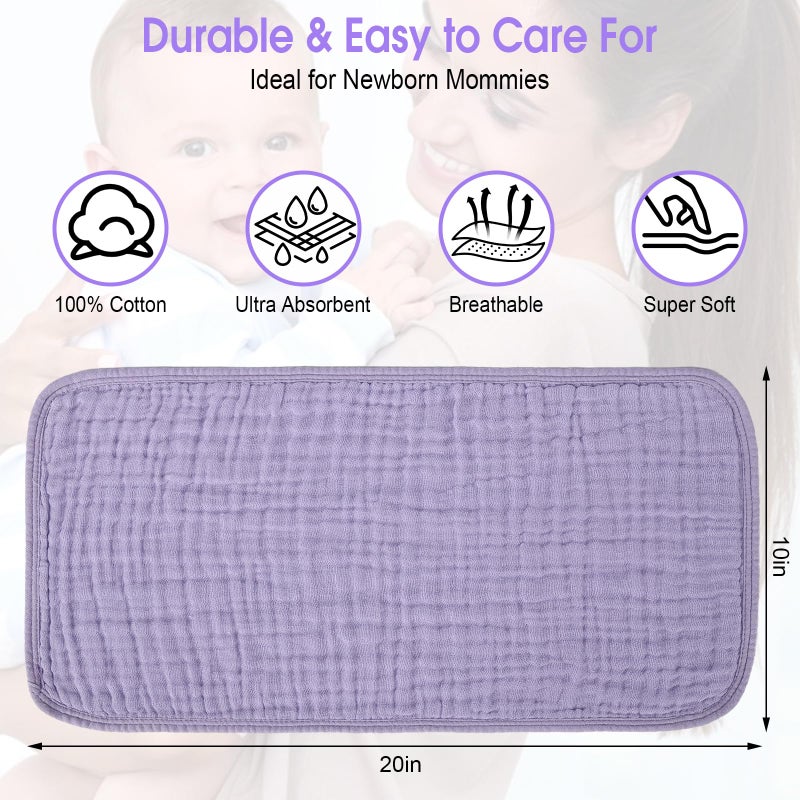 Arnzion 10 Pack Muslin Burp Cloths for Baby Girls 100% Cotton 20x10 Inch Popular Girl Colors Set Purple Pink Beige Brown White Soft Absorbent Newborn Infant Burping Cloths - Image 3