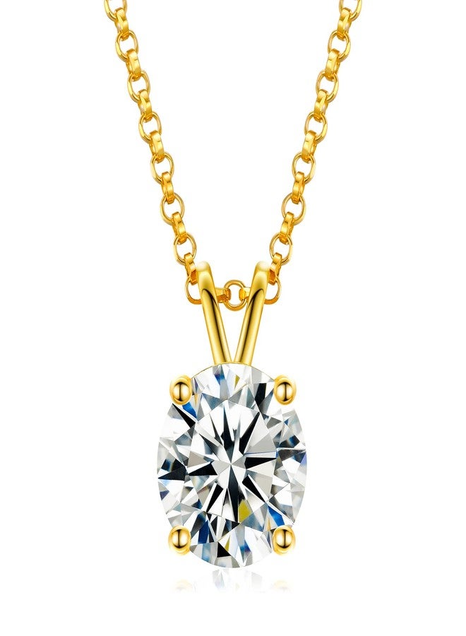 TUHE Moissanite Necklace for Women, Moissanite Solitaire Necklace 18K Yellow Gold Plated Sterling Silver Round Cut Pendant Gift for Mom Wife Jewelry with GRA Certificate 1.0 Carat 18+2 inches - Image 1
