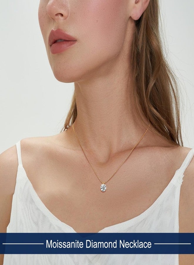 TUHE Moissanite Necklace for Women, Moissanite Solitaire Necklace 18K Yellow Gold Plated Sterling Silver Round Cut Pendant Gift for Mom Wife Jewelry with GRA Certificate 1.0 Carat 18+2 inches - Image 2
