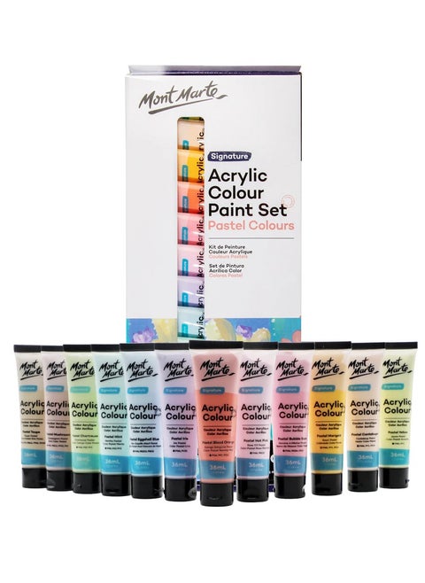 12-Piece Signature Acrylic Paint Set Pastel Colours 36ml Content Per Tube