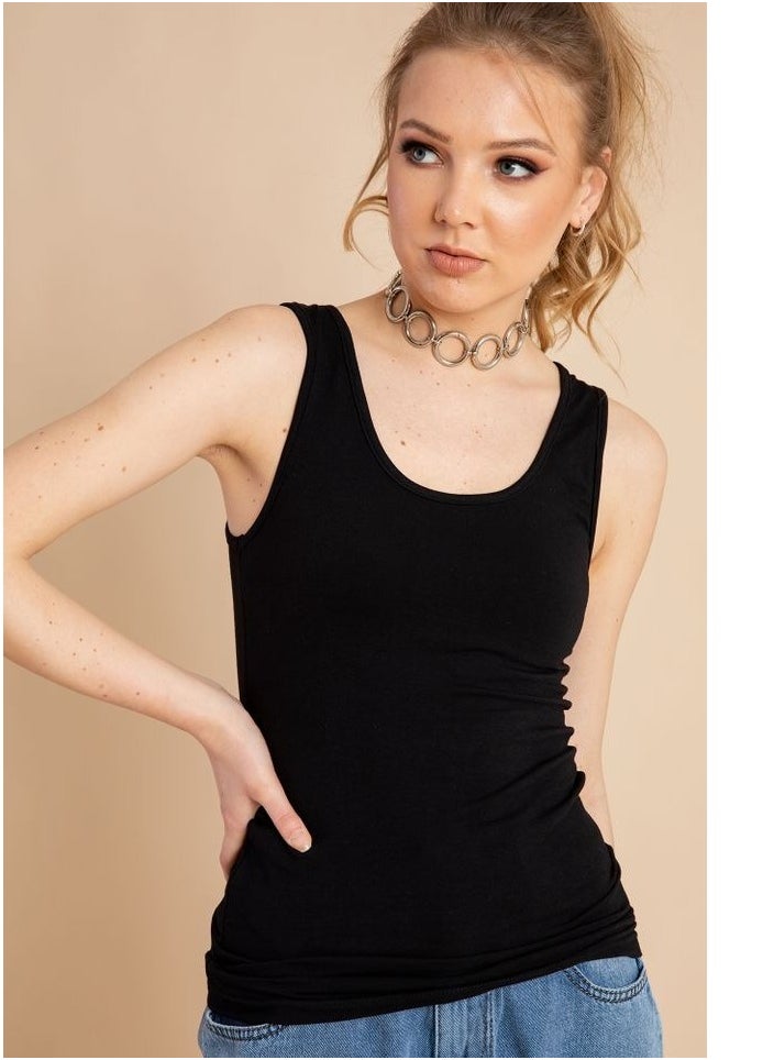Mesery - Mesery Women's Cotton Stretch Plain Tank Top -BLack - Image 1
