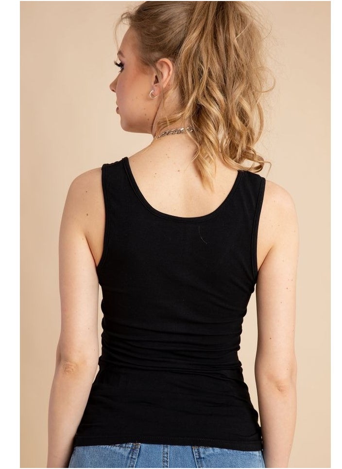 Mesery - Mesery Women's Cotton Stretch Plain Tank Top -BLack - Image 1
