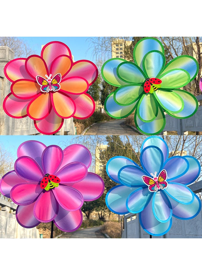Double-layer Cloud Lotus Insect Windmill Kidsren's Dance Sports Meeting Props Corridor Outdoor Decoration Stall-Color:Double Layer Cloud Insect (4 Colors Randomly Mixed)  - Image 1