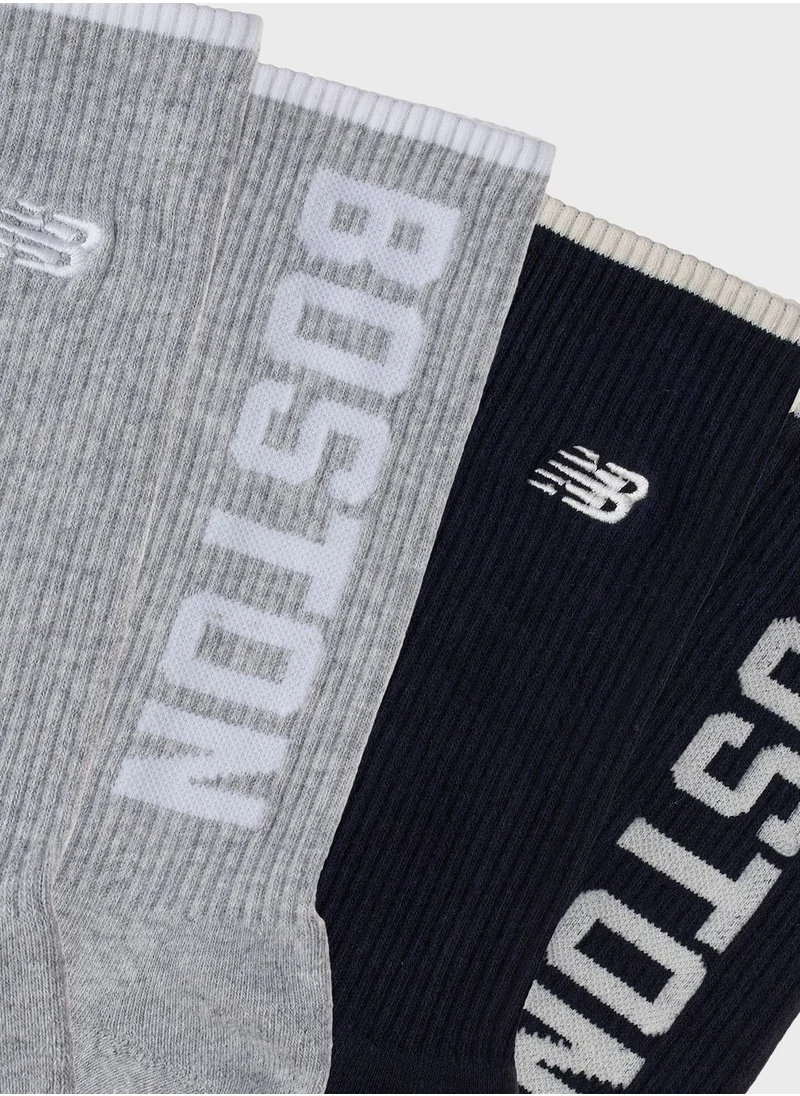 New Balance 2 Pack Boston Crew Socks