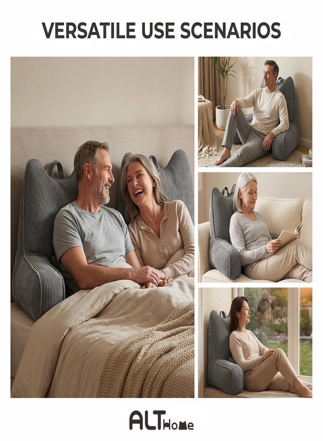Ailuteie Corduroy Reading Pillow with Arms, Ergonomic Bed Rest Pillow for Sitting in Bed, Upper Back Support with Detachable Lumbar Pillow, Reading & Relaxing, Dark Grey - Image 5