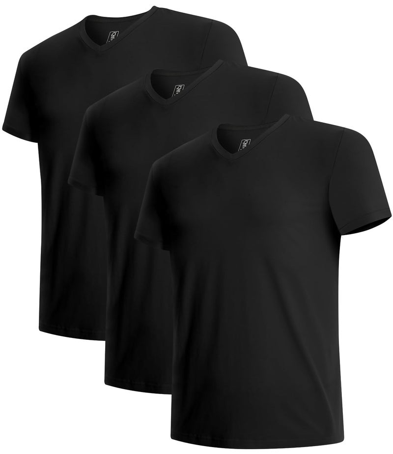BAMBOO COOL Men's Undershirts V Neck, Moisture Wicking Soft T-Shirt, Stay Tucked Classic Fit, Tag-Free, 3-Pack - Image 1