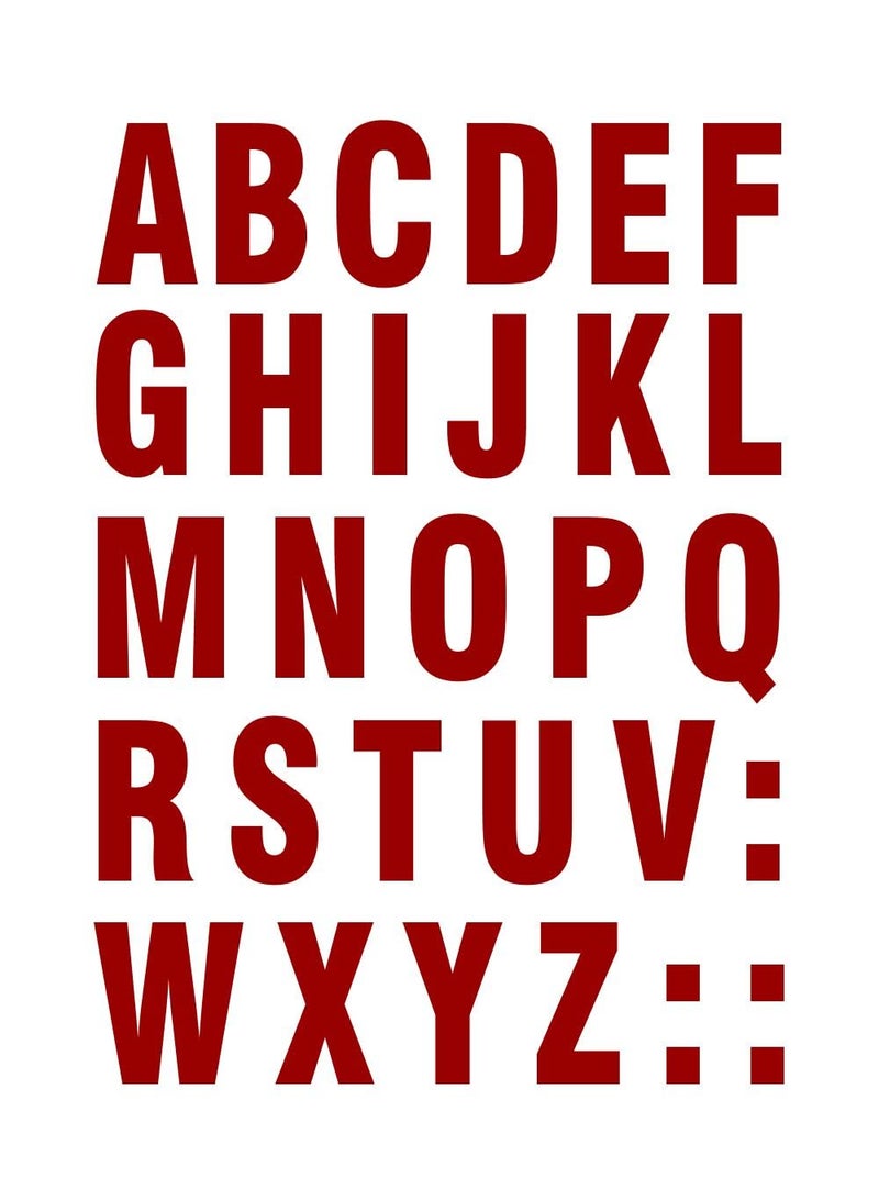 decalbazaar ملصق زجاجي للحروف الأبجدية ABC بخط Arial Black 1.5 بوصة باللون المارون - Image 1