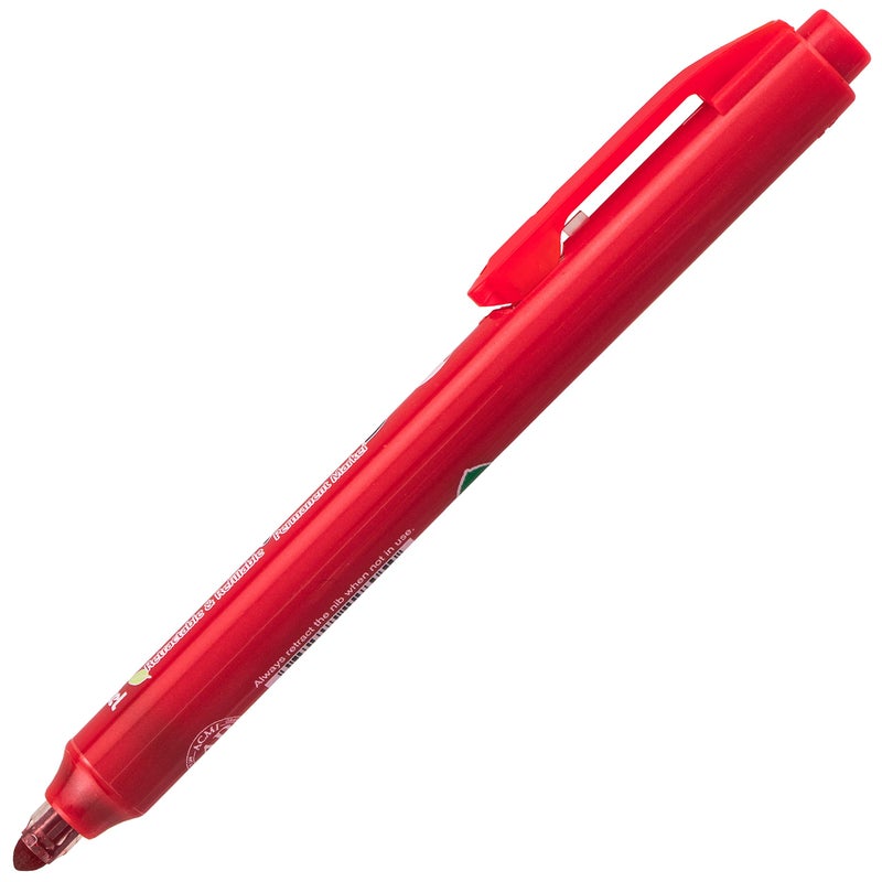 Pentel Handy-line S Retractable and Refillable Permanent Marker, Red Barrel, Red Ink, Box of 12 (NXS15-B) - Image 4