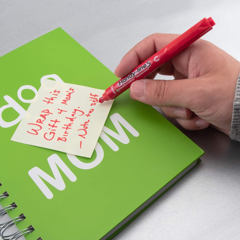 Pentel Handy-line S Retractable and Refillable Permanent Marker, Red Barrel, Red Ink, Box of 12 (NXS15-B) - Image 5