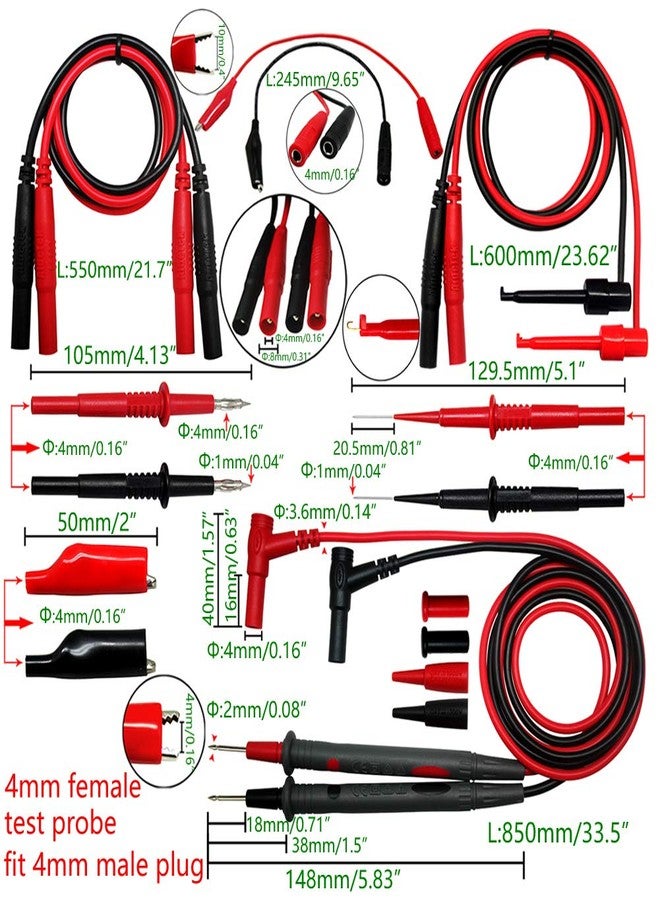 ايدتيك أسلاك اختبار Aidetek المصنوعة من مطاط السيليكون ذات طرف إبرة ومشابك التمساح الصغيرة لجهاز اختبار متعدد القياسات DMM TLP20258 - Image 2
