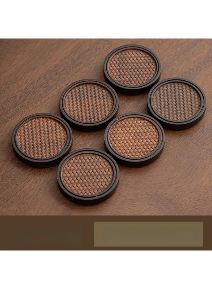 4pcs woven pattern tea cup, coffee cup mat, Kung Fu tea accessories, insulated tea cup mat - Image 1