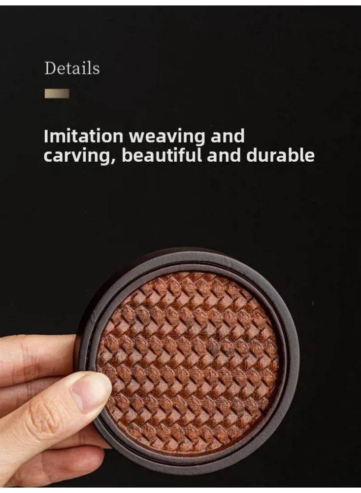 4pcs woven pattern tea cup, coffee cup mat, Kung Fu tea accessories, insulated tea cup mat - Image 2